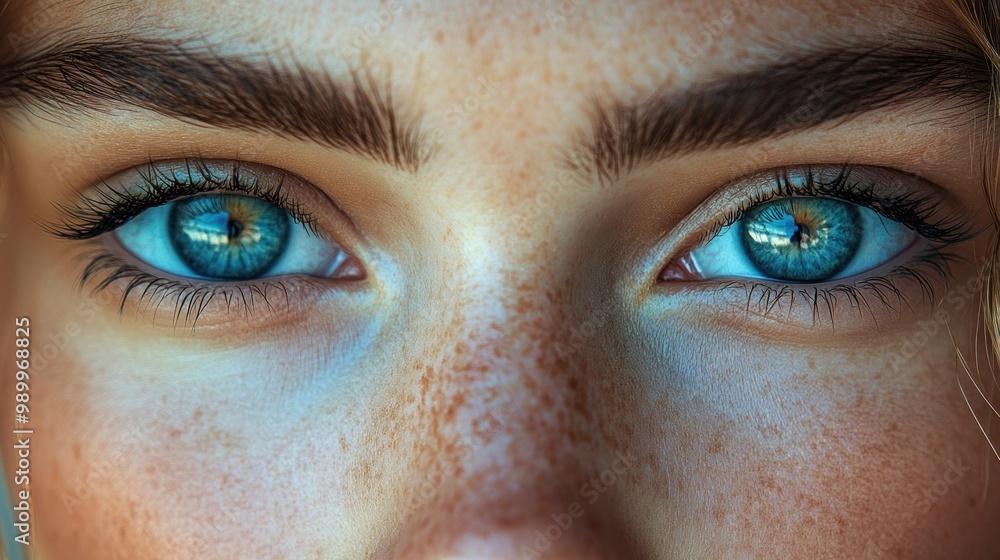 Close-up of a woman's blue eyes Close-up of a woman's blue eyes