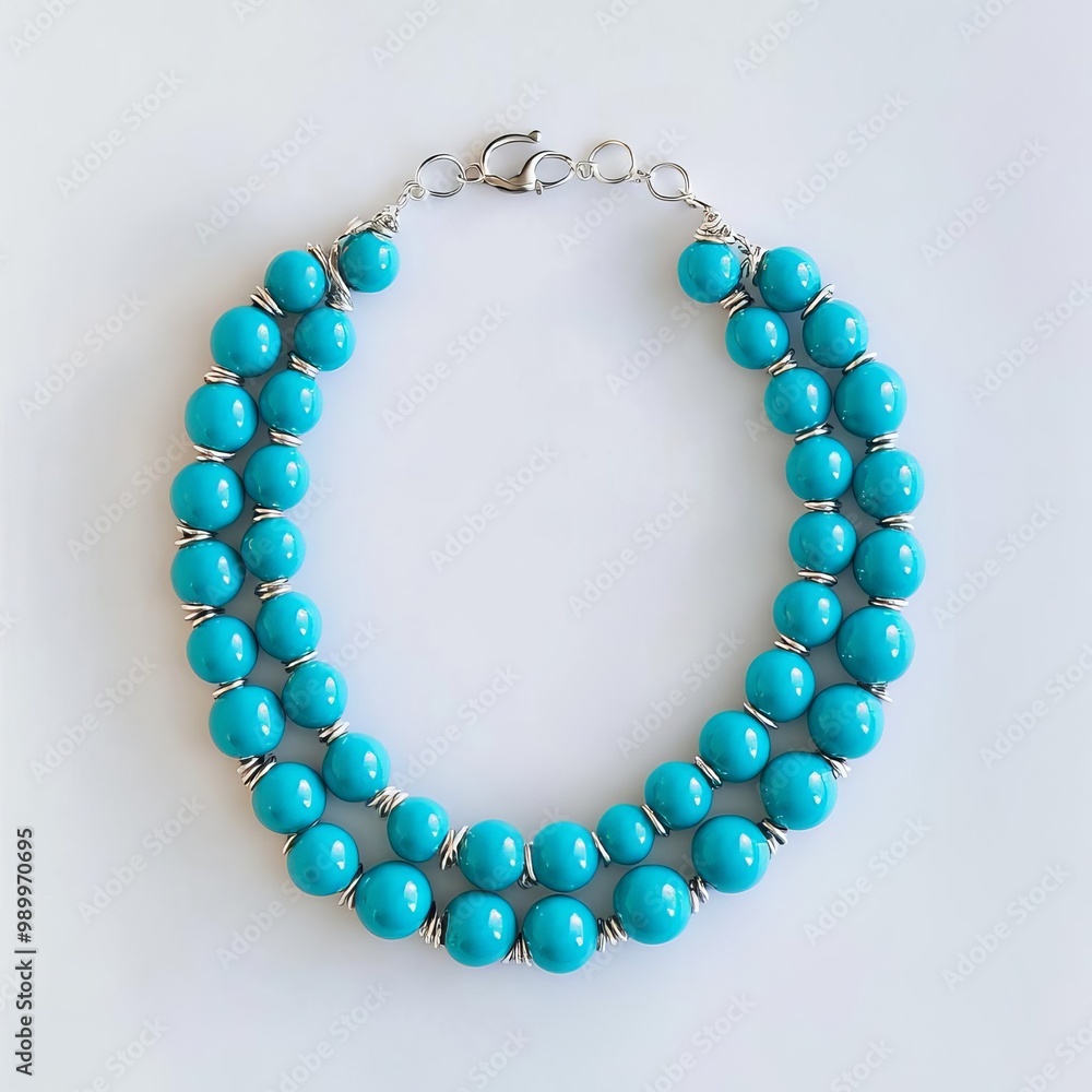 Bold turquoise statement necklace, large beads, bohemian and handcrafted with silver accents Bold turquoise statement necklace, large beads, bohemian and handcrafted with silver accents