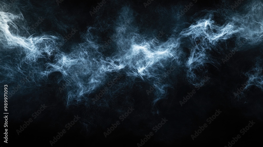 Abstract dark clouds of smoke illuminated by glowing lines creating depth and motion. Abstract dark clouds of smoke illuminated by glowing lines creating depth and motion.