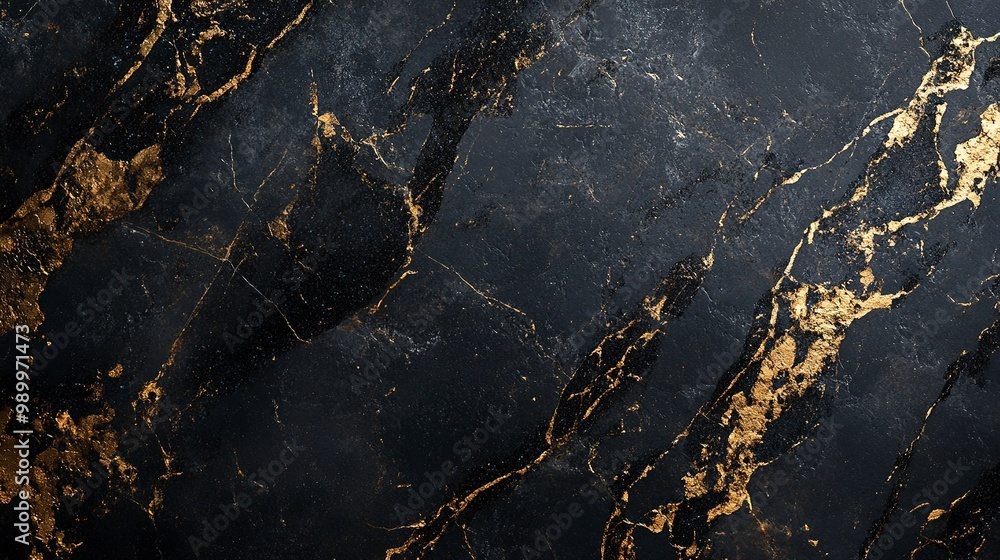 Glossy black and gold marble texture. Glossy black and gold marble texture.