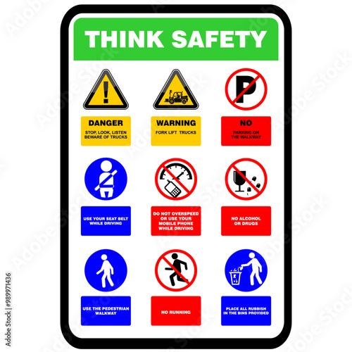 Think Safety sign and board vector