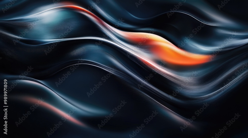 Fototapeta premium Abstract dark waves with subtle hints of color weaving through the shadows.