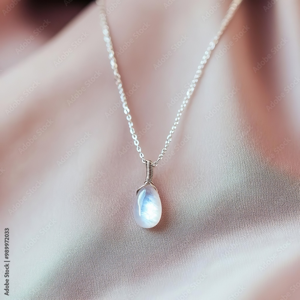 Dainty moonstone necklace, silver wire wrapping, ethereal and mystical, artisan-made jewelry