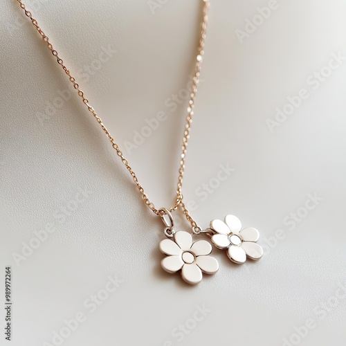 Delicate daisy necklace, sterling silver, tiny flower charms, handcrafted with a touch of whimsy photo