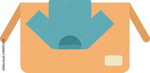 Open cardboard box containing clothes, suggesting a donation, a delivery to a customer or a purchase made online