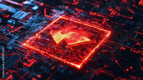 Wallpaper Mural Abstract red warning sign flashing over a breached cybersecurity system Torontodigital.ca