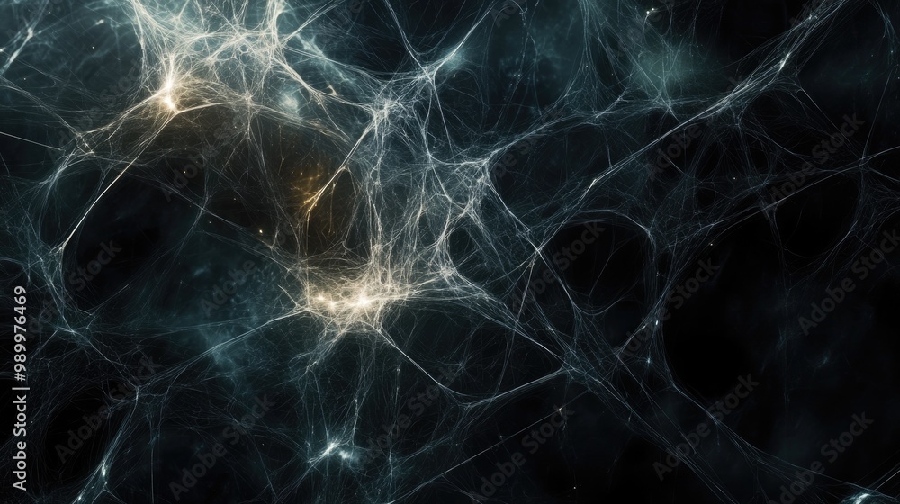 Dark abstract web of lines stretching through shadowy space, illuminated by glowing hints. Dark abstract web of lines stretching through shadowy space, illuminated by glowing hints.