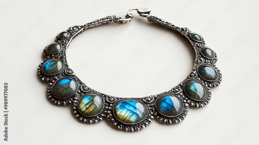 Labradorite and silver collar, shimmering and handcrafted Labradorite and silver collar, shimmering and handcrafted