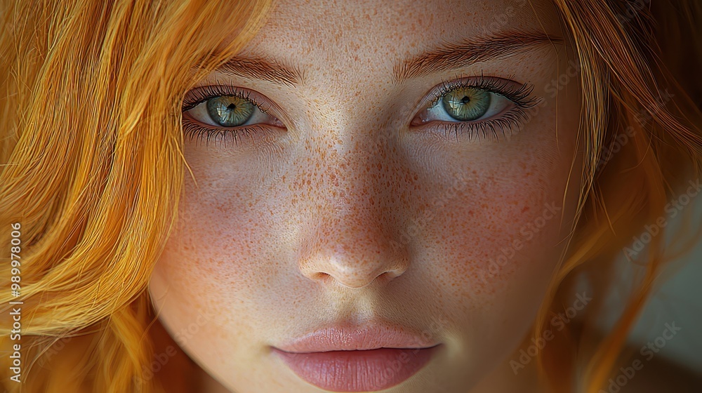 Close Up Portrait of a Young Woman with Red Hair and Freckles Close Up Portrait of a Young Woman with Red Hair and Freckles