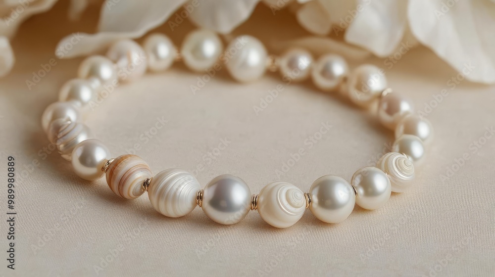 Pearl and shell choker, delicate and oceanic, artisan-crafted Pearl and shell choker, delicate and oceanic, artisan-crafted