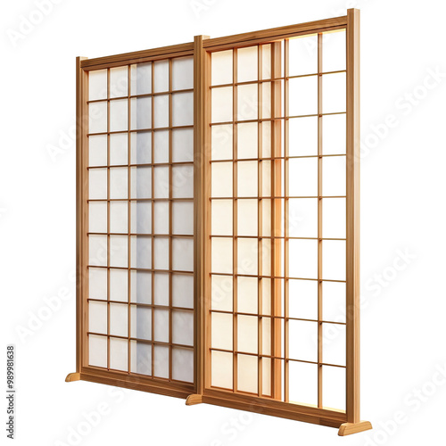 wooden window on transparent background, clipping path, png, 