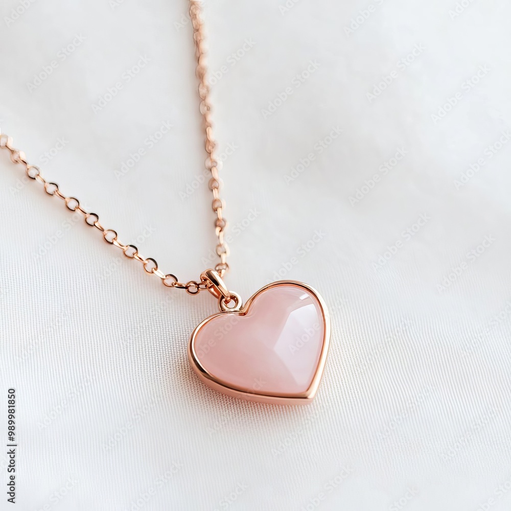 Rose quartz heart necklace, delicate chain, romantic and handcrafted Rose quartz heart necklace, delicate chain, romantic and handcrafted