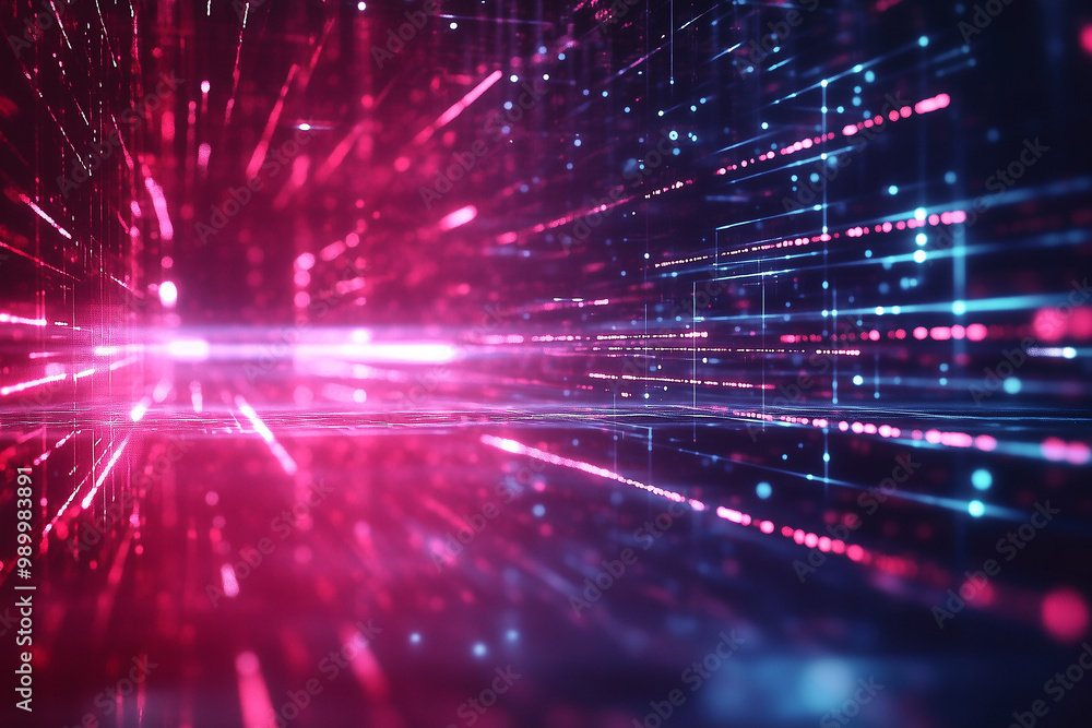 Fototapeta premium Abstract laser beams crossing through a digital void, creating a dynamic and futuristic visual composition that pushes the boundaries of light and space