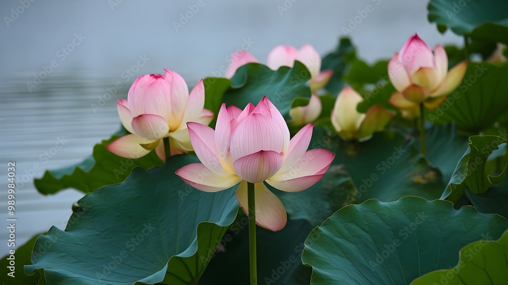 pink lotus flowers and leaves pond, showcasing fresh and beautiful scenery. pink lotus flowers and leaves pond, showcasing fresh and beautiful scenery.