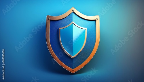 Free Download A stylized shield icon in gold and blue against a teal background, representing protection and security. - GFXLoad