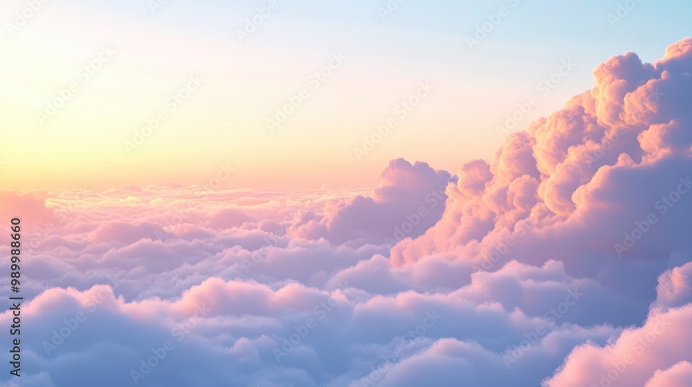 Soft, fluffy clouds at sunrise, casting a gentle glow across the calm morning sky. Soft, fluffy clouds at sunrise, casting a gentle glow across the calm morning sky.