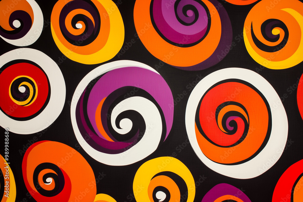 1960s-inspired spirals in bold, contrasting hues, creating a psychedelic and visually striking composition that captures the vibrant spirit of the era 1960s-inspired spirals in bold, contrasting hues, creating a psychedelic and visually striking composition that captures the vibrant spirit of the era