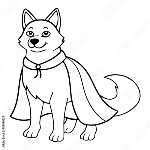 Superhero Dog Coloring Page: A cute dog in a cape, ready for your child's imagination to color in, perfect for kids of all ages.  