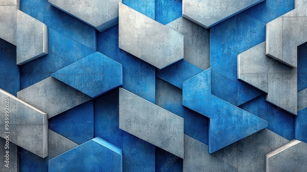 Abstract Geometric Concrete Wall Pattern Blue and Grey Abstract Geometric Concrete Wall Pattern Blue and Grey
