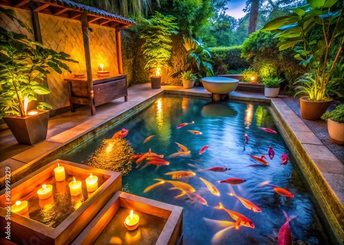 Tranquil Spa Experience with Fish in Serene Water for Relaxation and Healing Therapy Session photo