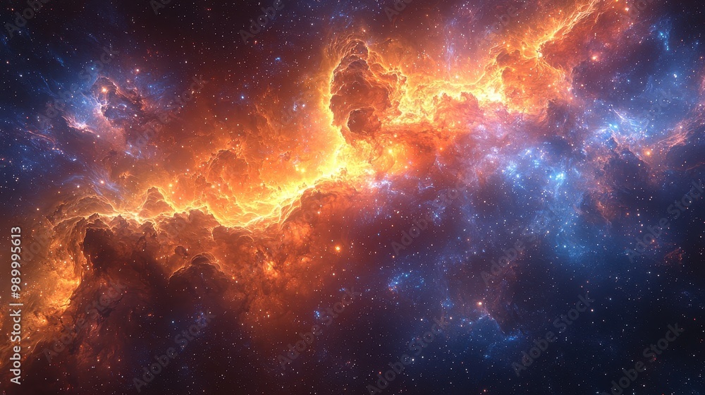 Fototapeta premium Cosmic Nebula with Stars and Galactic Dust Clouds