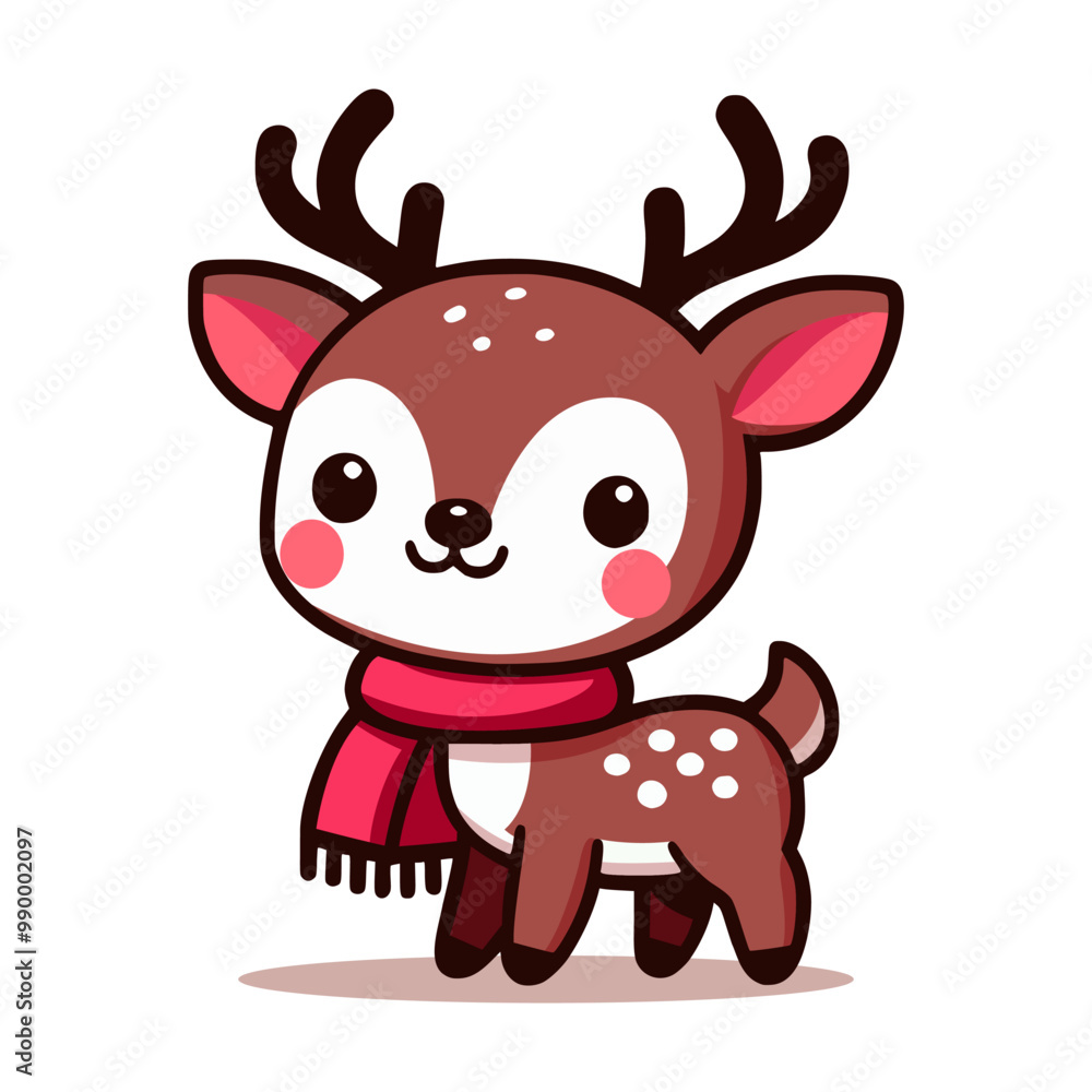 Fototapeta premium cute rudolph deer christmas santa clause animal character vector illustration template design