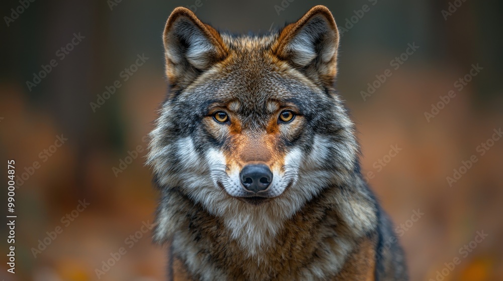 Fototapeta premium Wolf Portrait Wild Animal Looking at Camera
