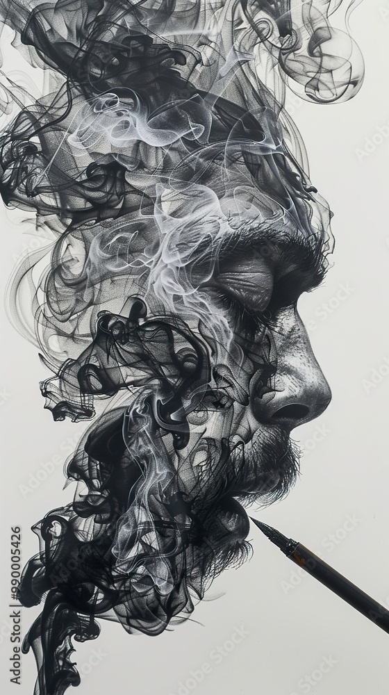 Abstract Portrait of a Man in Smoke Abstract Portrait of a Man in Smoke