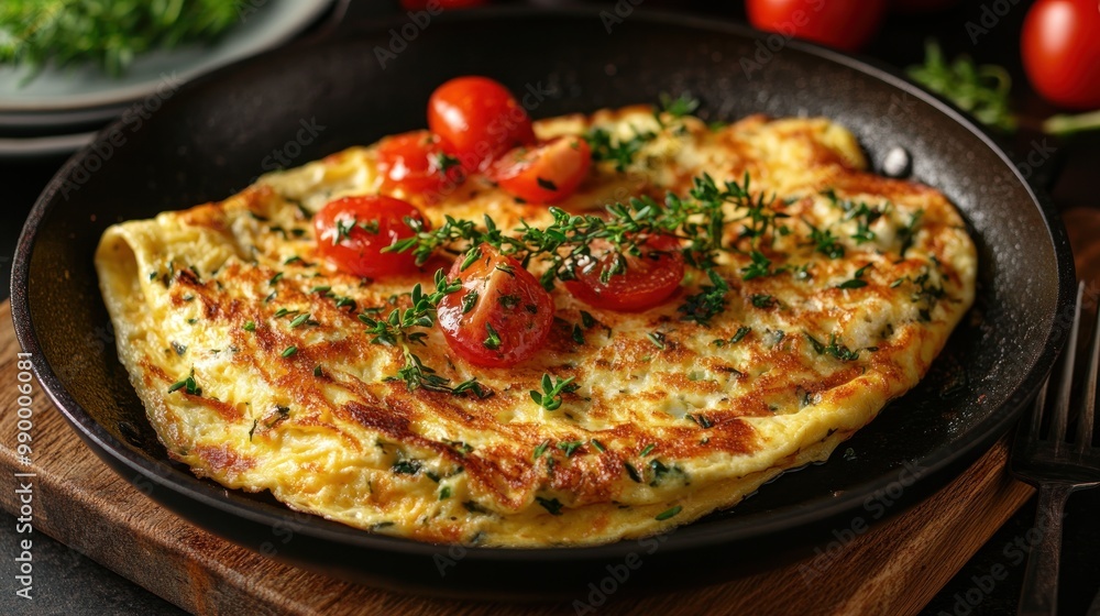 Delicious Omelette with Cherry Tomatoes and Herbs Delicious Omelette with Cherry Tomatoes and Herbs