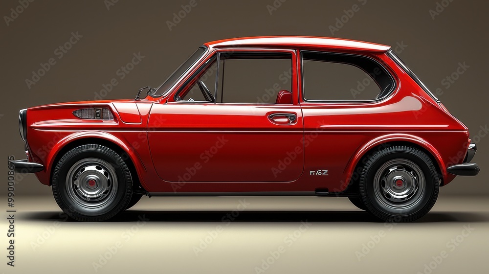 Obraz premium Red Classic Car Side View Studio Shot
