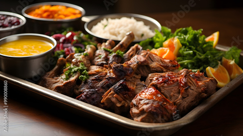 grilled steak with vegetables