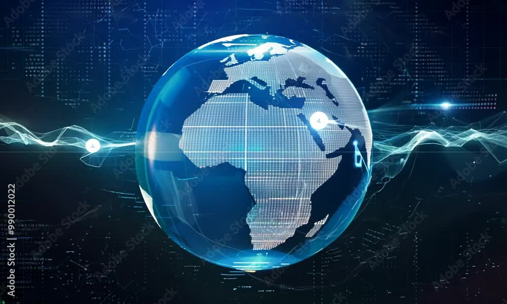Digital globe with global network and connectivity, high-speed data transfer and cyber technology Digital globe with global network and connectivity, high-speed data transfer and cyber technology
