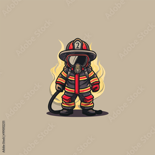 firefighter mascot vector character cartoon illustration