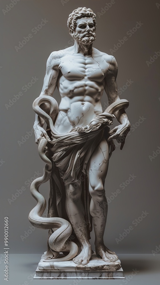 Marble Sculpture of Asclepius, Greek God of Healing Marble Sculpture of Asclepius, Greek God of Healing