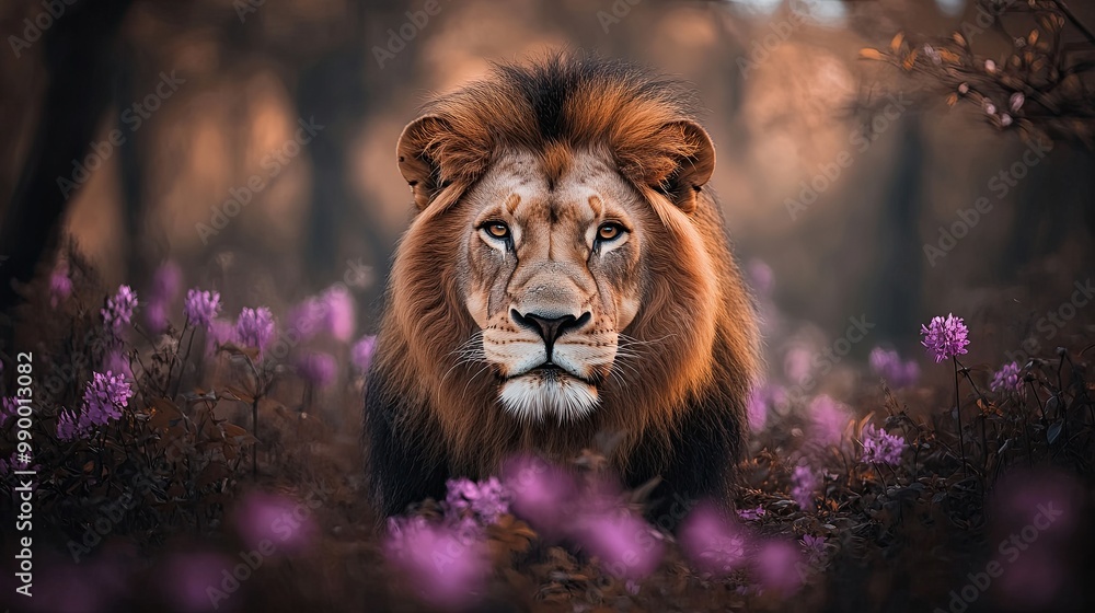 Obraz premium lion isolated on spring background