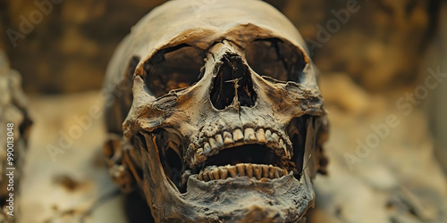 A Close-Up Look at the Weathered Skull of an Ancient Human Ancestor