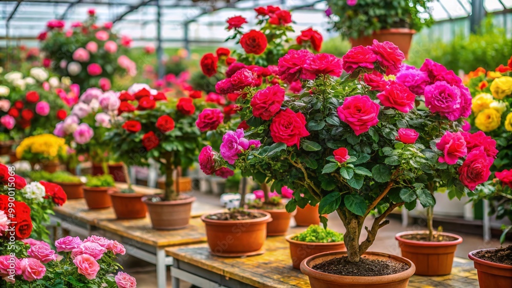 Vibrant Japanese Rose Plants for Sale in Garden Center Display, Perfect for Landscaping and Decor Vibrant Japanese Rose Plants for Sale in Garden Center Display, Perfect for Landscaping and Decor