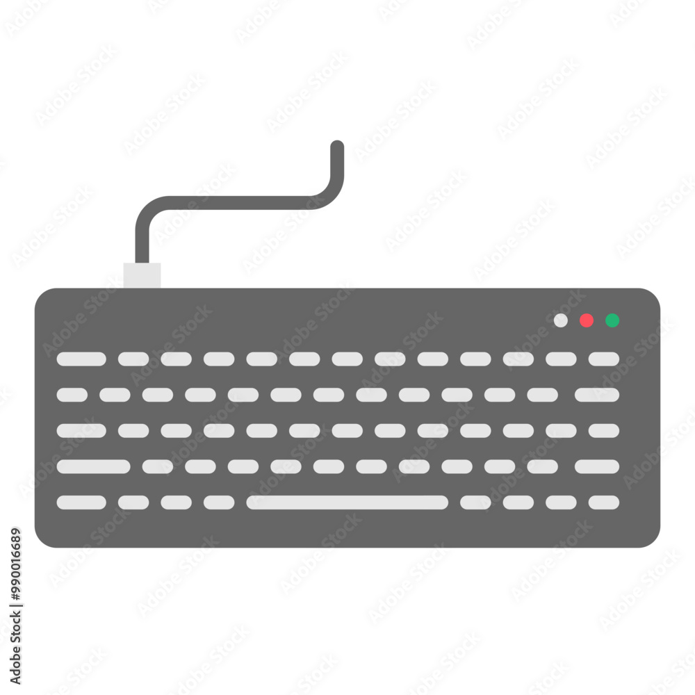 Illustration of Wired Keyboard Flat Icon Illustration of Wired Keyboard Flat Icon