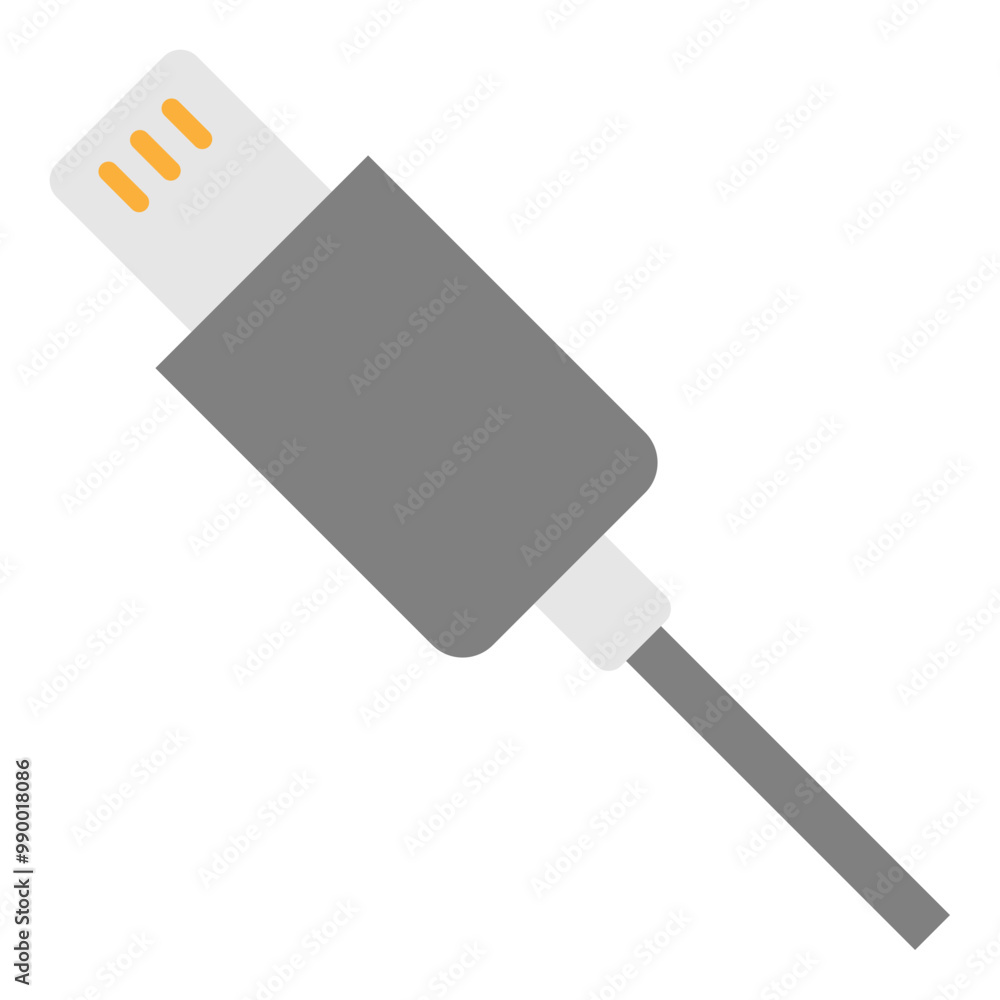 Illustration of Lightning USB Cable Flat Icon Illustration of Lightning USB Cable Flat Icon