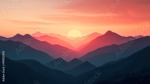 Stunning Sunset Over Mountain Range Illustrating Environmental and Social Governance (ESG) Principles in Nature