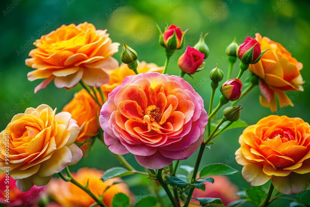 Vibrant Sawfly Roses in Bloom Against a Soft Green Background Showcasing Nature's Beauty and Detail Vibrant Sawfly Roses in Bloom Against a Soft Green Background Showcasing Nature's Beauty and Detail