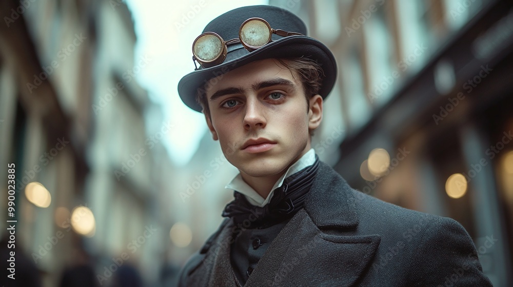 young British gentleman from the 19th century, dressed in aristocratic Victorian fashion, standing on a historical city street, showcasing classic and timeless style in a sophisticated portrait young British gentleman from the 19th century, dressed in aristocratic Victorian fashion, standing on a historical city street, showcasing classic and timeless style in a sophisticated portrait