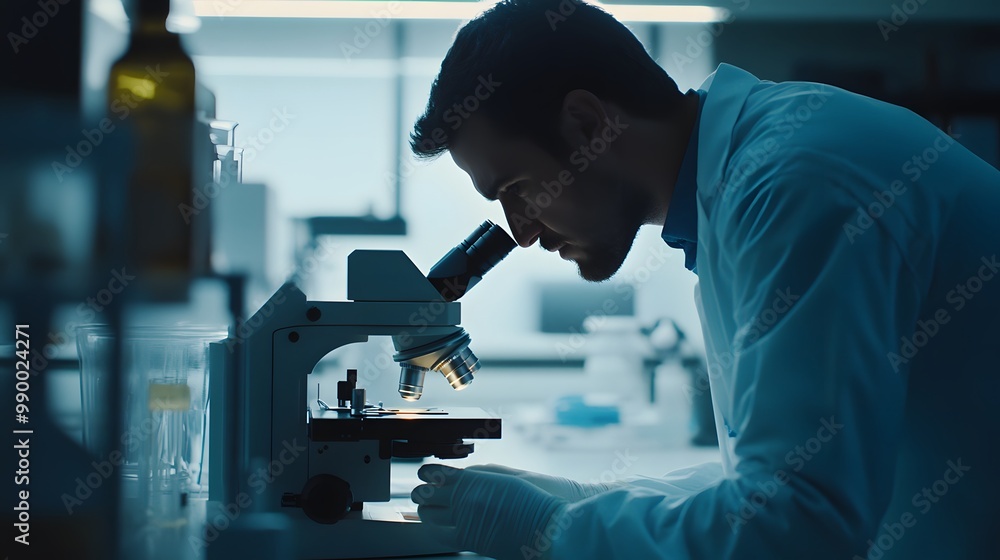 Scientist Using a Microscope in a Laboratory Setting Scientist Using a Microscope in a Laboratory Setting