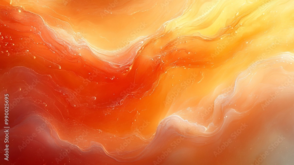 Abstract liquid texture with orange, yellow, and white hues. Abstract liquid texture with orange, yellow, and white hues.
