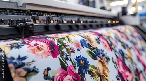 A sublimation printer printing vivid floral patterns on fabric, showcasing cutting-edge DTF technology.