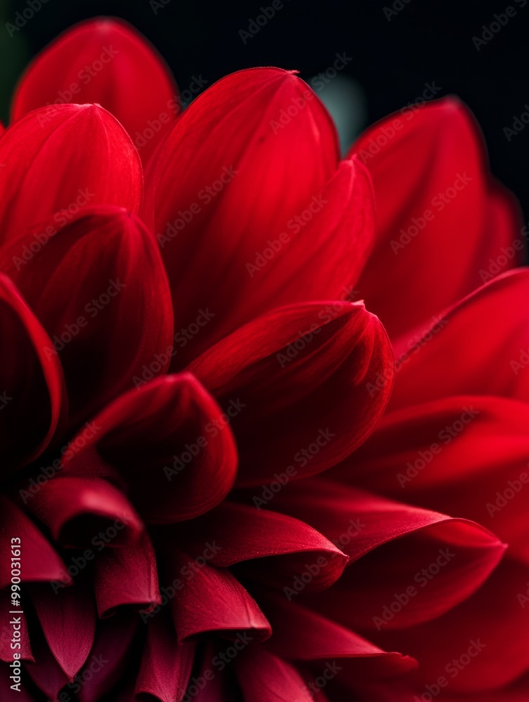A close-up shot of a single red flower with delicate petals against a dark background. The flower's vibrant color and velvety texture create a sense of passion, love, and beauty. A close-up shot of a single red flower with delicate petals against a dark background. The flower's vibrant color and velvety texture create a sense of passion, love, and beauty.