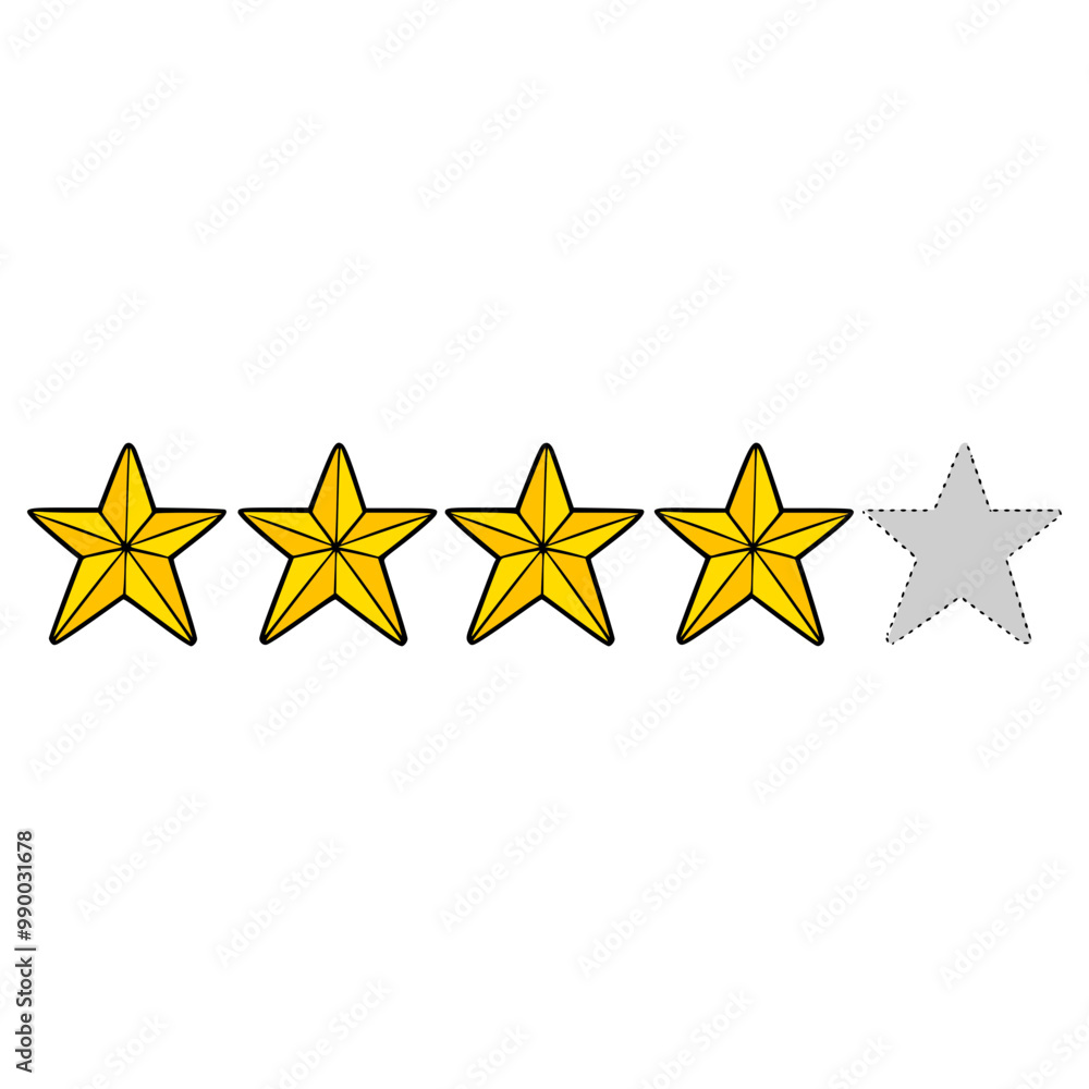 Fototapeta premium four stars rating illustration hand drawn isolated vector