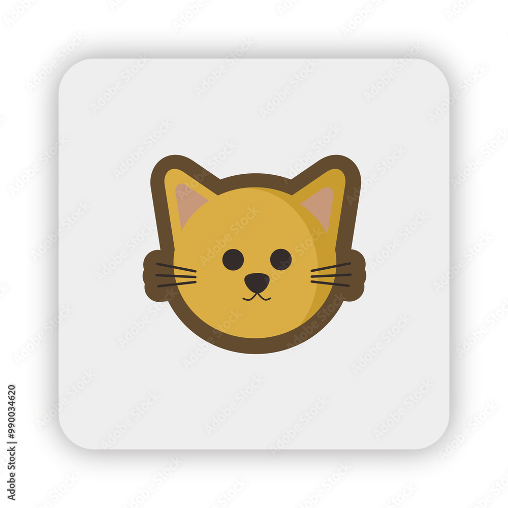Obraz premium cat icon on button, cat flat icon vector, cat flat illustration, cat head, cat cartoon png