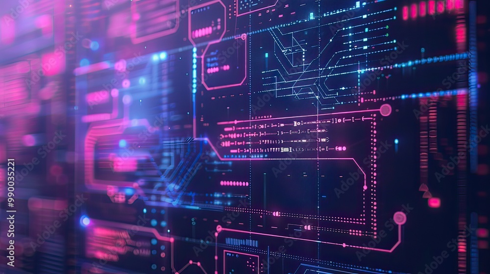 A digital interface showcasing machine learning algorithms with code snippets and flow diagrams. A digital interface showcasing machine learning algorithms with code snippets and flow diagrams.