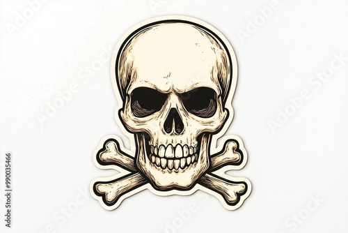 Fun Skull and Crossbones Vinyl Sticker on a Clean White Backdrop